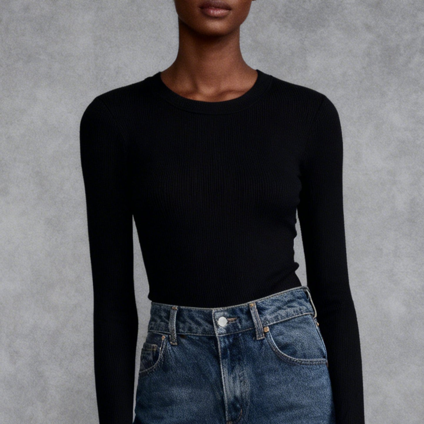 VRCÔMFY Women's Slim Fit Ribbed Long Sleeve Top