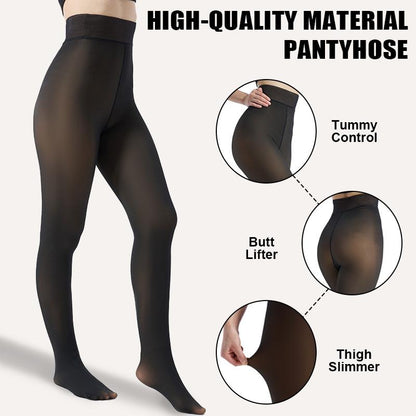 VRCÔMFY Fleece-Lined Leggings for Women - Winter Warm Thick Tights & Opaque Pantyhose